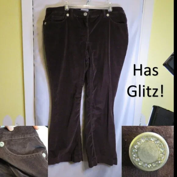 Vintage No Boundaries 98% cotton stretch Rhinestone Buttons Brown Bootcut - Picture 2 of 15